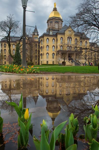 Os lagos são um dos elementos que valorizam o campus. Em todas as estações do ano Notre Dame tem seu charme (foto: Reprodução/Facebook)