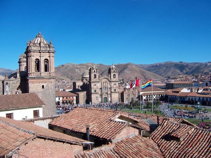 Vista da Catedral de Cusco e da Plaza de Armas