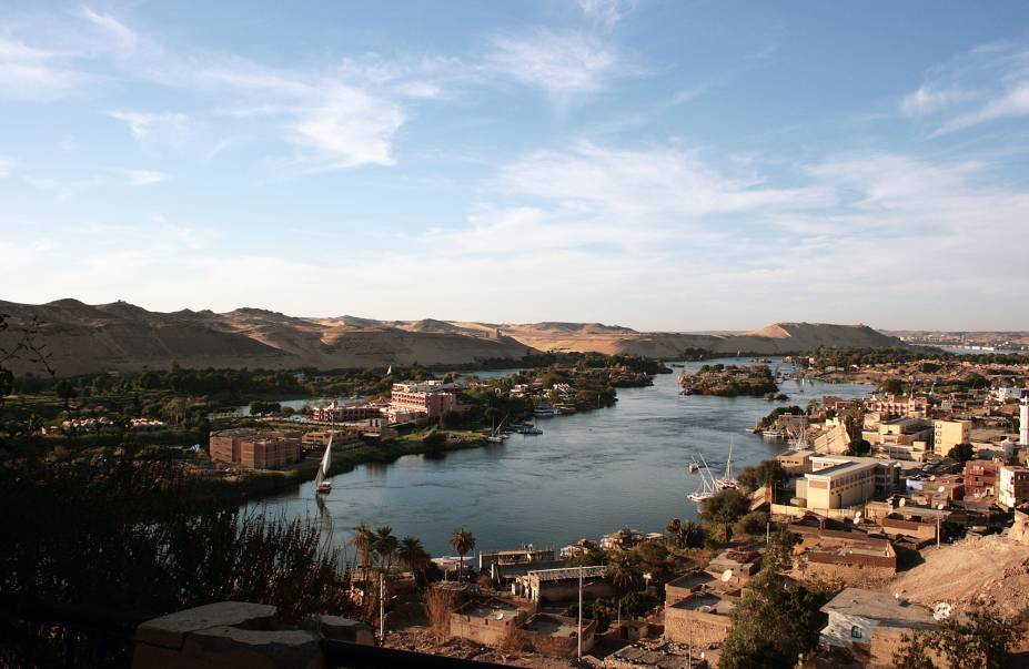 Visão aérea do Rio Nilo, que tem importância história no Egito