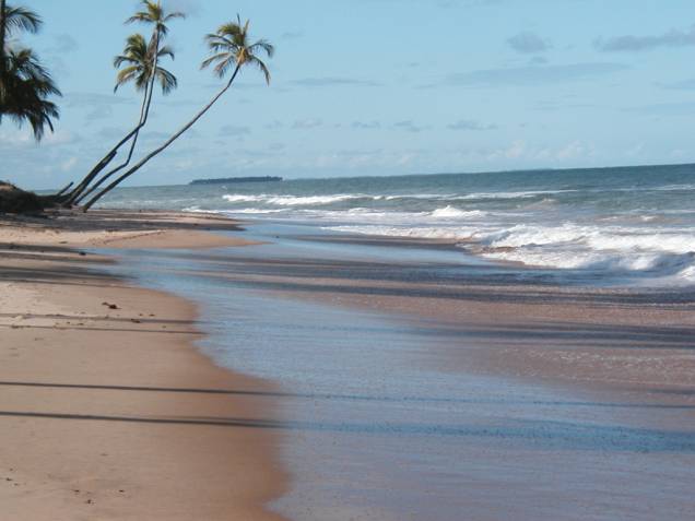 Coqueiros e areia dourada pontuam o litoral da Península de Maraú