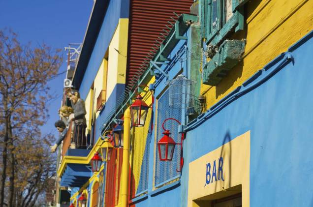 Detalhe das cores do Caminito, uma das atrações mais fotografadas de Buenos Aires, Argentina