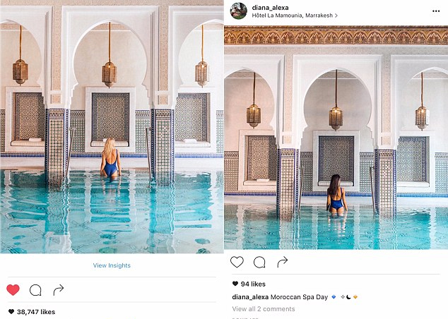 Saindo de uma piscina de spa no Marrocos: muita energia (e muito dinheiro) gastos para copiar o casal de instagrammers