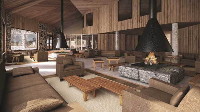 Projeto do ambiente de estar do Valle Corralco Hotel & Spa