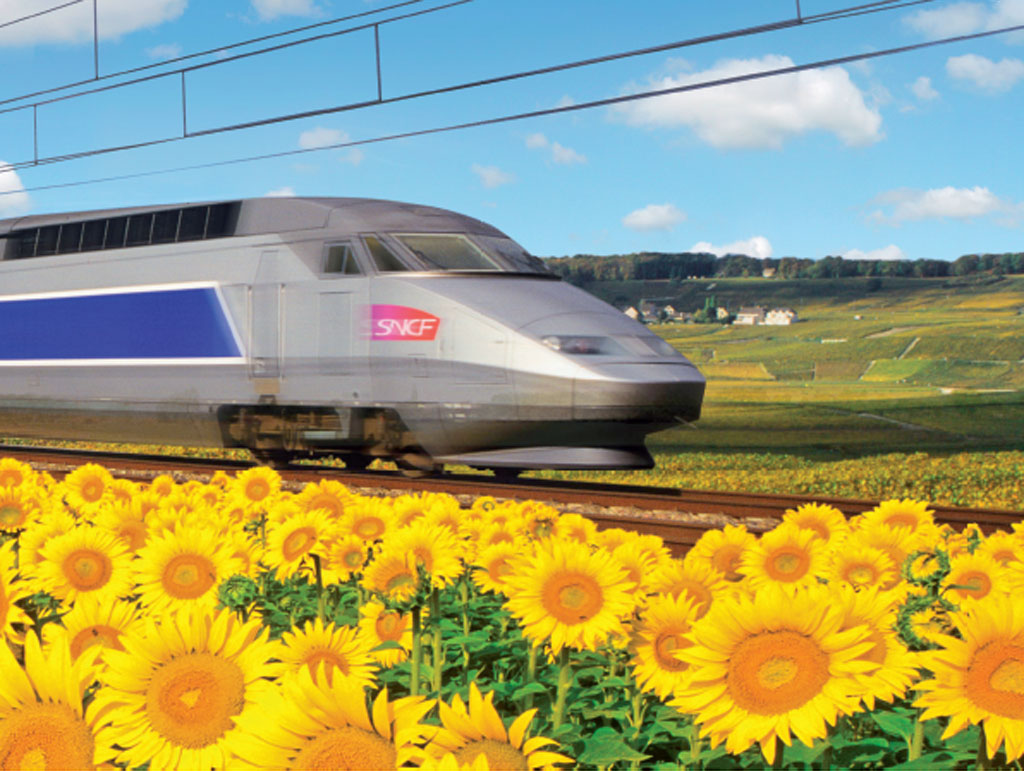 TGV, o trem de alta velocidade francês, na França
