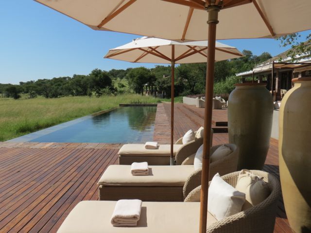 O terraço e a piscina da Serengeti House