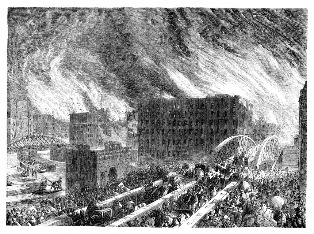 Gravura do Grande Incêndio de Chicago (foto: iStock)
