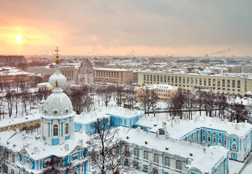 Inverno paisagem urbana de São Petersburgo, Rússia