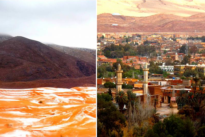 A pequena cidade de Ain Sefra, onde a neve caiu 