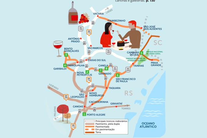 Mapa Roteiro Rodoviário Serra Gaúcha