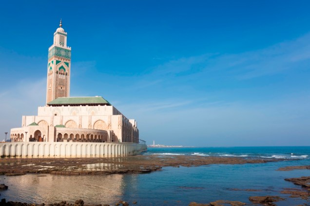 A imponência da Mesquita Hassan II, em Casablanca. As visitas por aqui são realizadas somente com guia e devem ser previamente agendadas