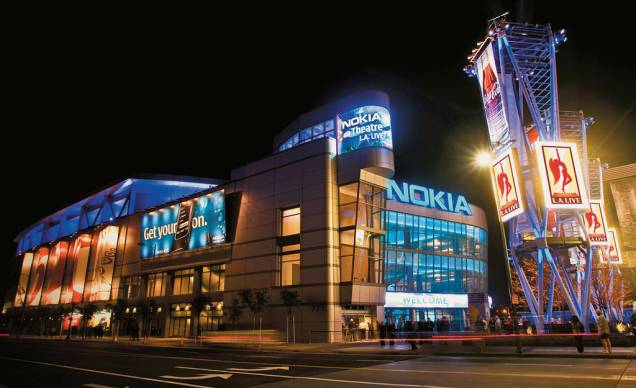 O Nokia Theatre, no complexo LA Live, uma Times Square no renovado Downtown O Nokia Theatre, no complexo LA Live, uma Times Square no renovado Downtown