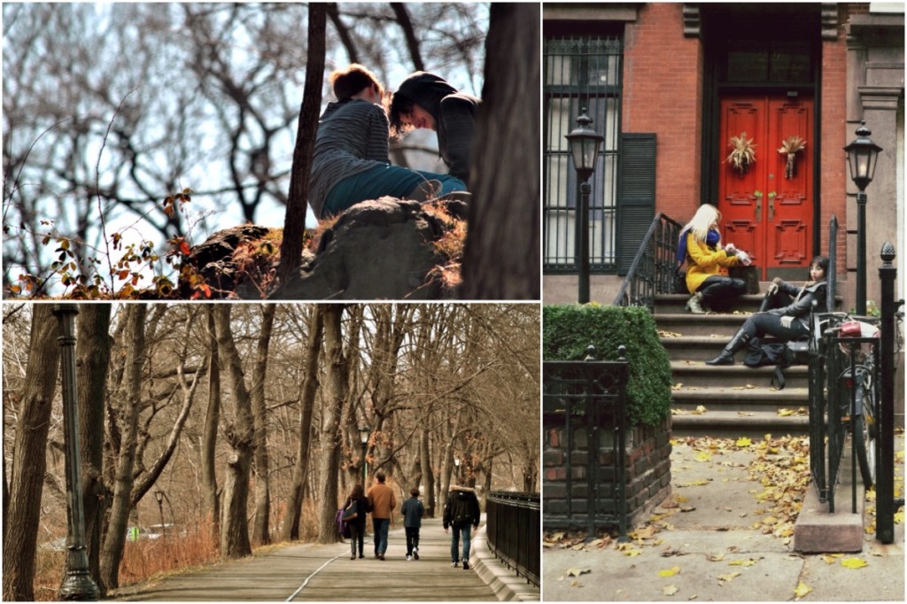 Casal fofo no Central Park / Família passeando também no Central Park / Garotas em frente a uma residência típica do Chelsea (fotos: Anna Laura Wolff)