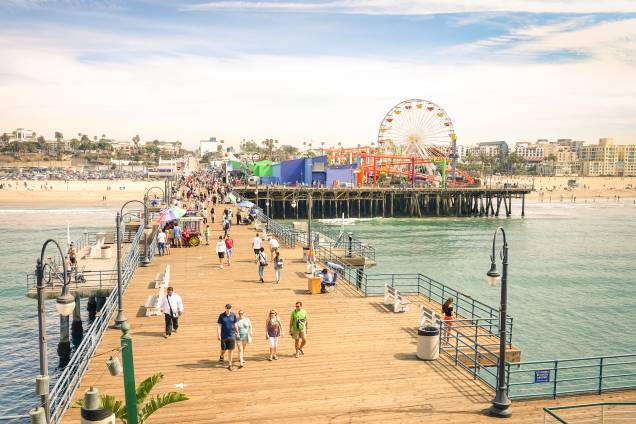 No píer de Santa Monica, fica o Pacific Amusement Park No píer de Santa Monica, fica o Pacific Amusement Park