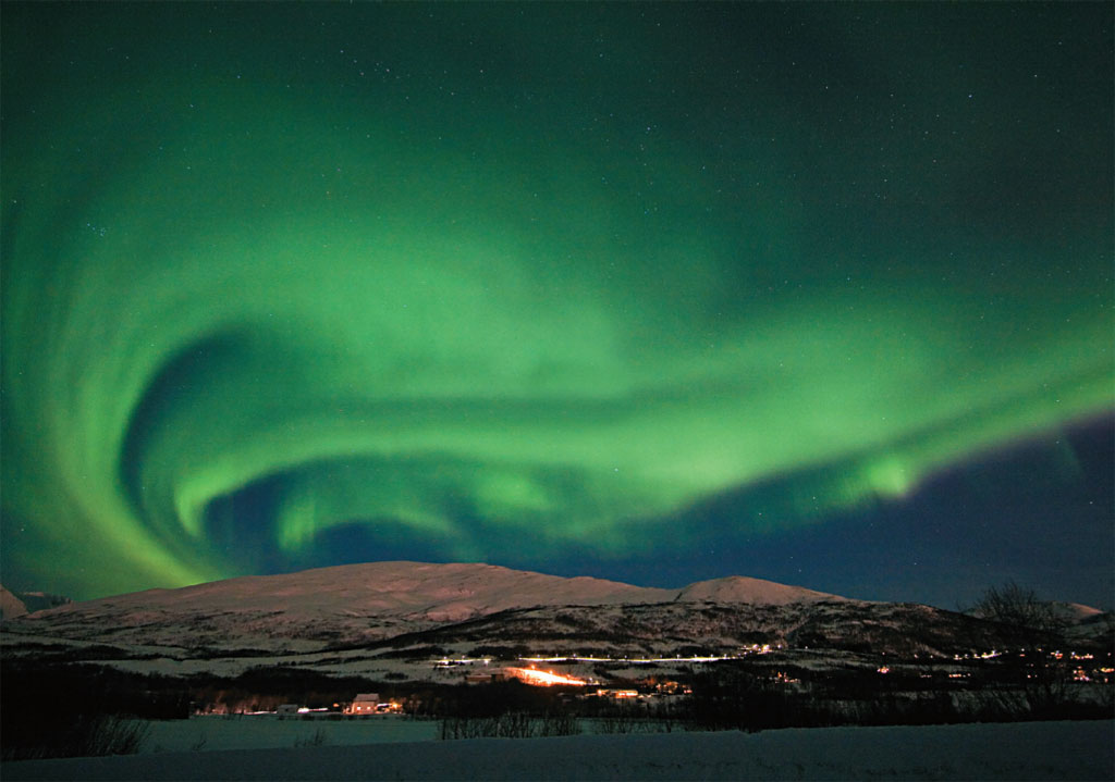 Aurora boreal em Tromsø, ao norte da Noruega