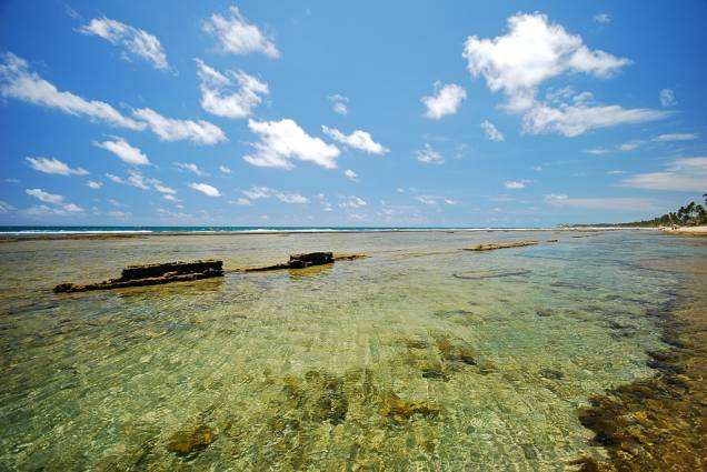 A praia Muro Alto tem um grande "lago natural", de águas calmas e transparentes, limitado por um paredão de recifes