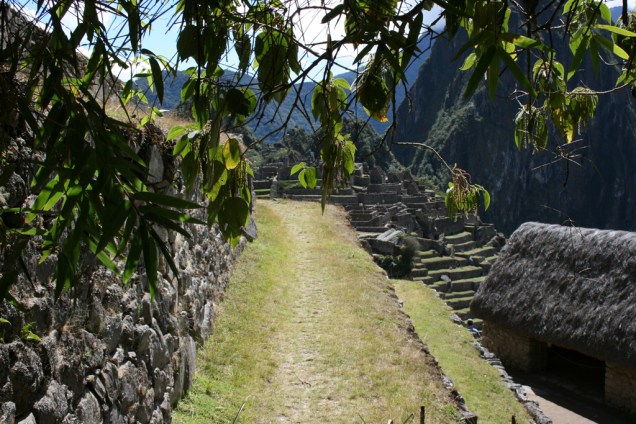 Ruínas na Cidade Sagrada dos incas em Machu Picchu