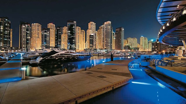 The Walk, calçadão em torno da marina, em <a href="https://viajeaqui.abril.com.br/cidades/emirados-arabes-unidos-dubai" rel="Dubai" target="_blank">Dubai</a>