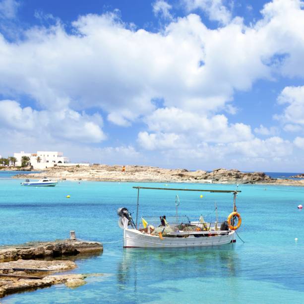 Praia Els Pujols, na Ilha de Formentera