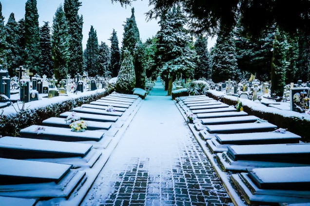 Cemitério de Burgos no inverno