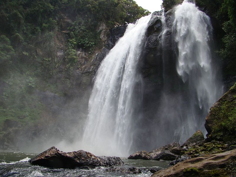 Em meio aos arrozais, a Cachoeira Véu de Noiva, em Doutor Pedrinho (foto: Dpedrinho/Wikimedia Commons)