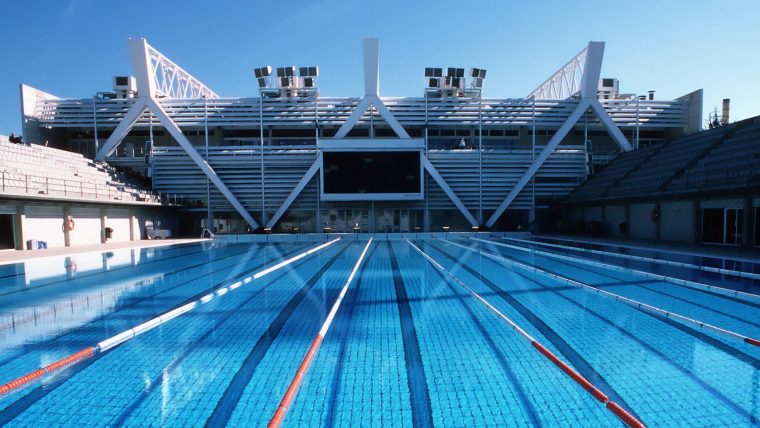 Bernat Picornell, uma das piscinas olímpicas de Barcelona, aberta ao público e frequentada por milhares de pessoas