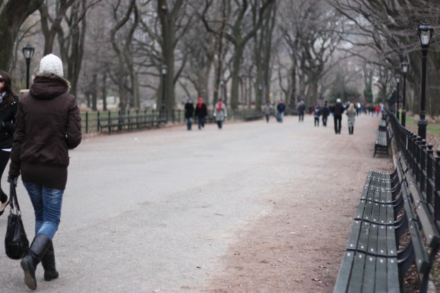 O Central Park, em Nova York. De dezembro a março, durante o inverno, a temperatura média é de 4º C negativos
