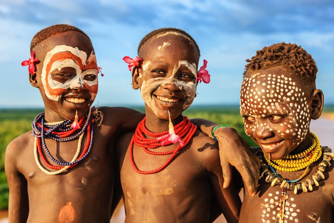 Young boys from Karo tribe, Ethiopia, Africa