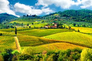 Paisagem do Chianti, região vinícola na Toscana, Itália