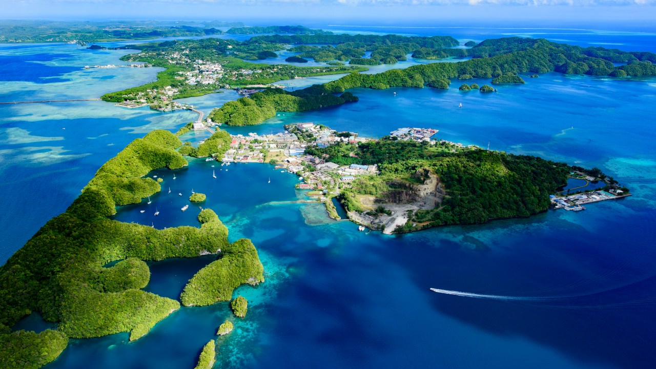 Visão aérea de ilha em Palau