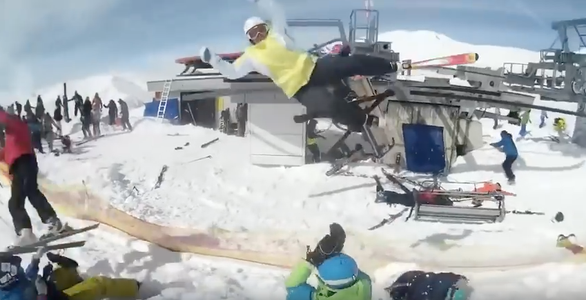 Esquiador é arremessado de teleférico na Geórgia