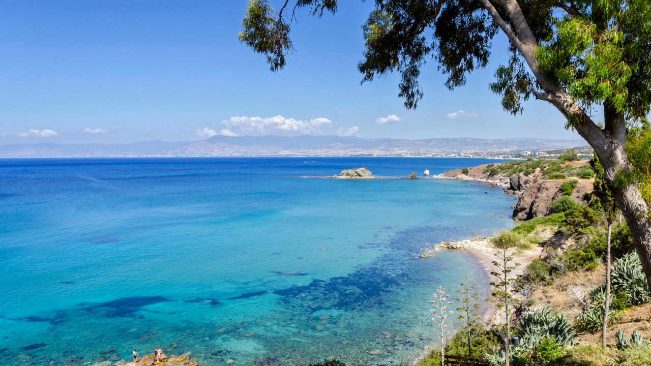 Praia de Afrodite, em Pafos, no sudoeste do Chipre