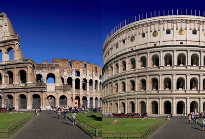 Antes de Depois do Coliseu Romano