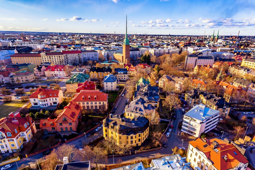 Vista aérea de Helsinki, capital da Finlândia