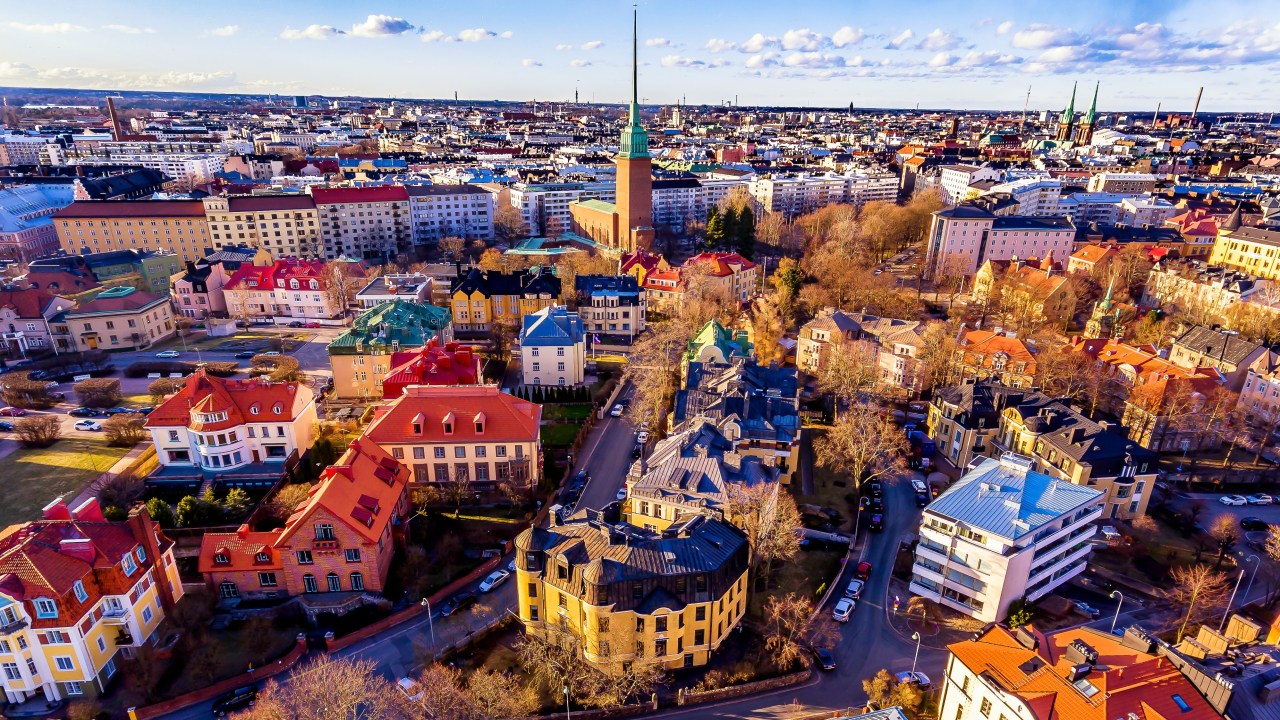 Vista aérea de Helsinki, capital da Finlândia