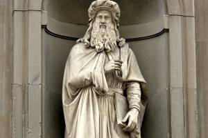 Estátua Leonardo da Vinci, Florença, Toscana, Itália