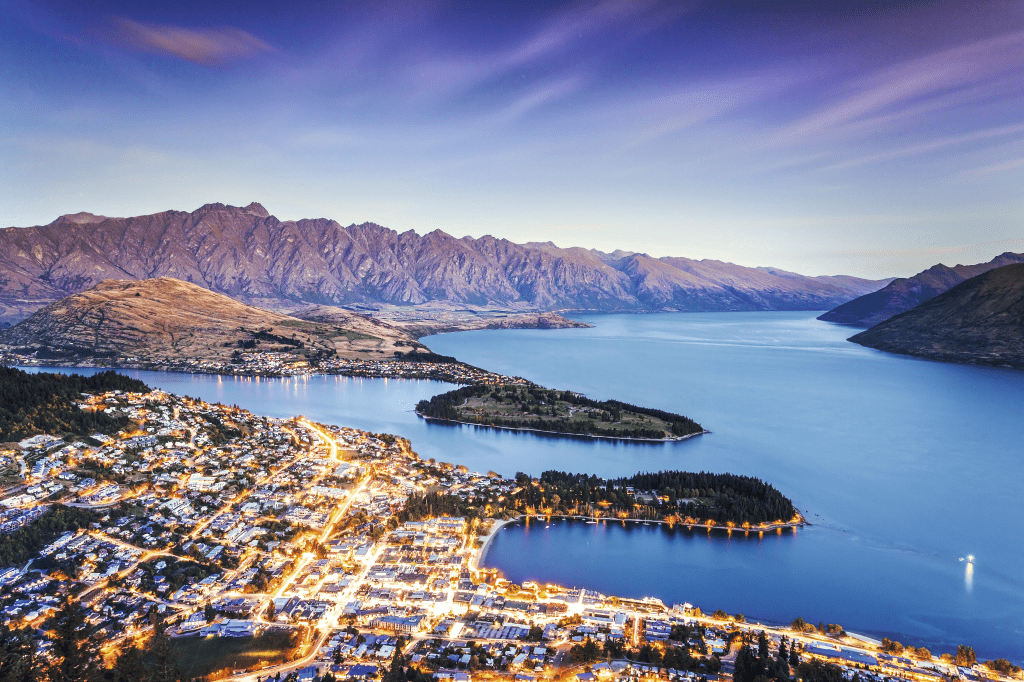 Vista de cima de Queenstown, Nova Zelândia