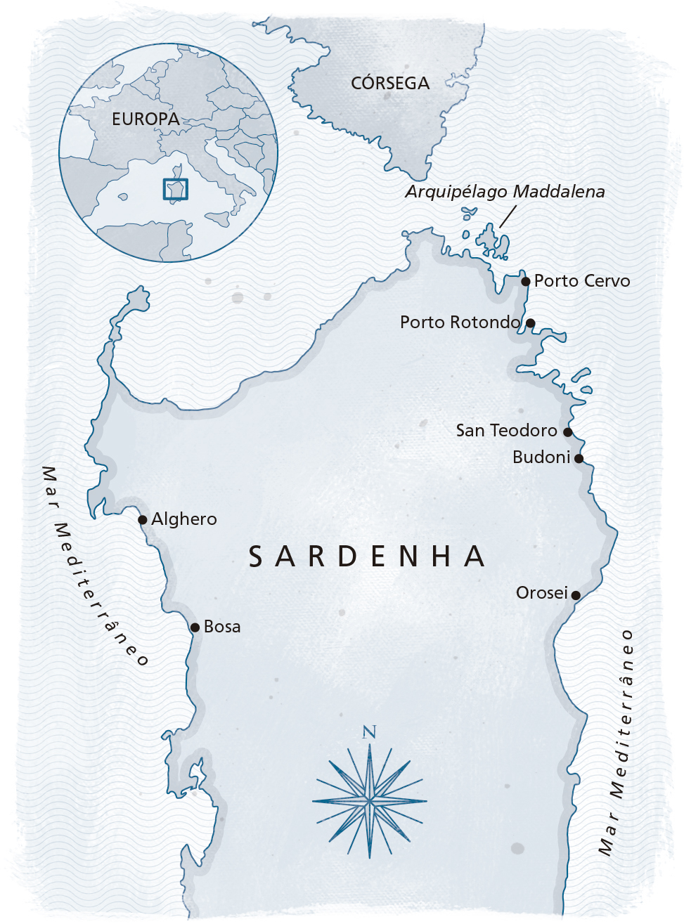 Mapa da Sardenha