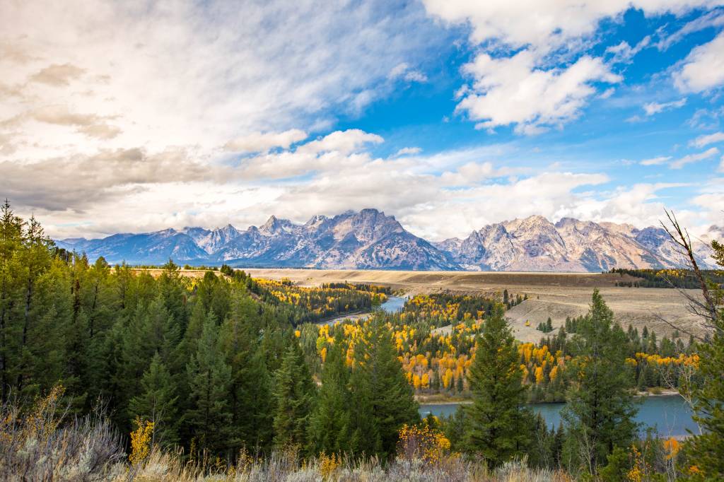 Vista do parque nacional de Grand Teton