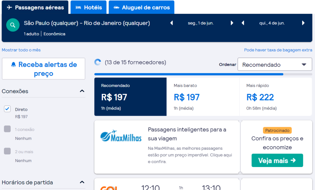 alerta de preço Skyscanner