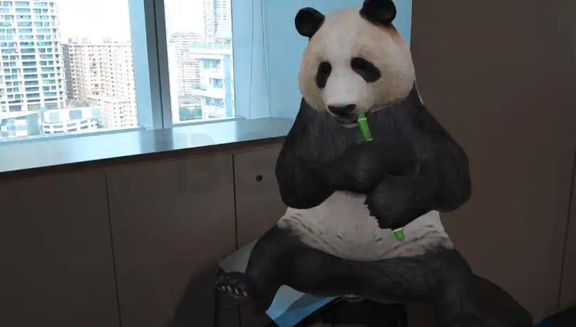 Um panda projetado pelo sistema de realidade aumentada do Google