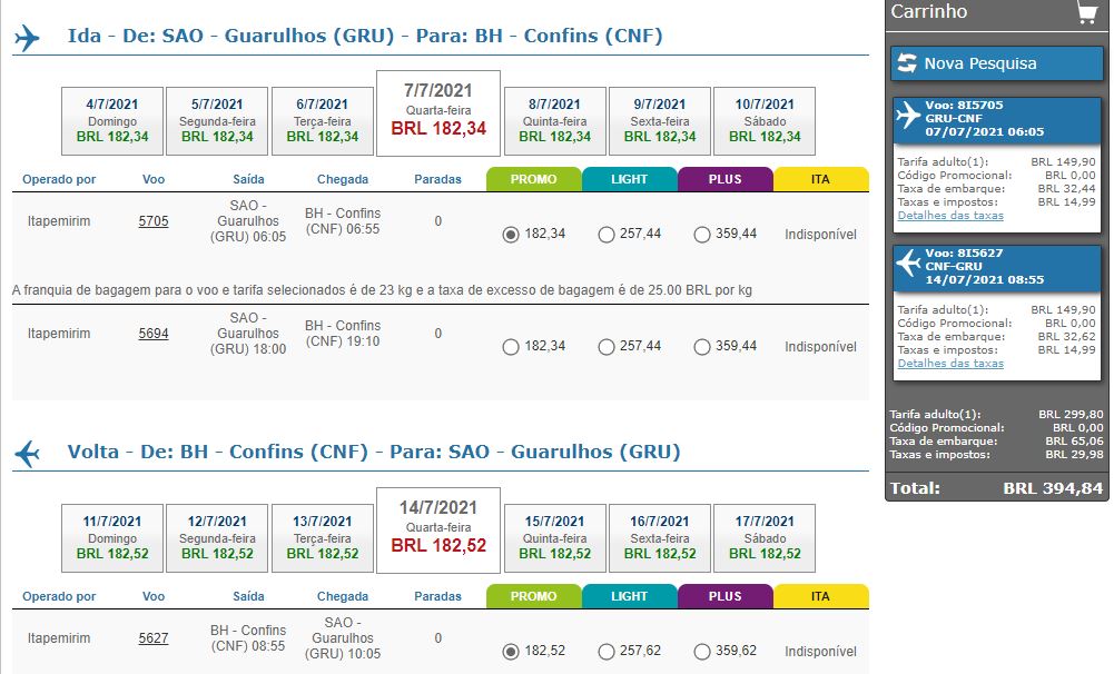 Trecho Guarulhos Confins Trecho Guarulhos Confins