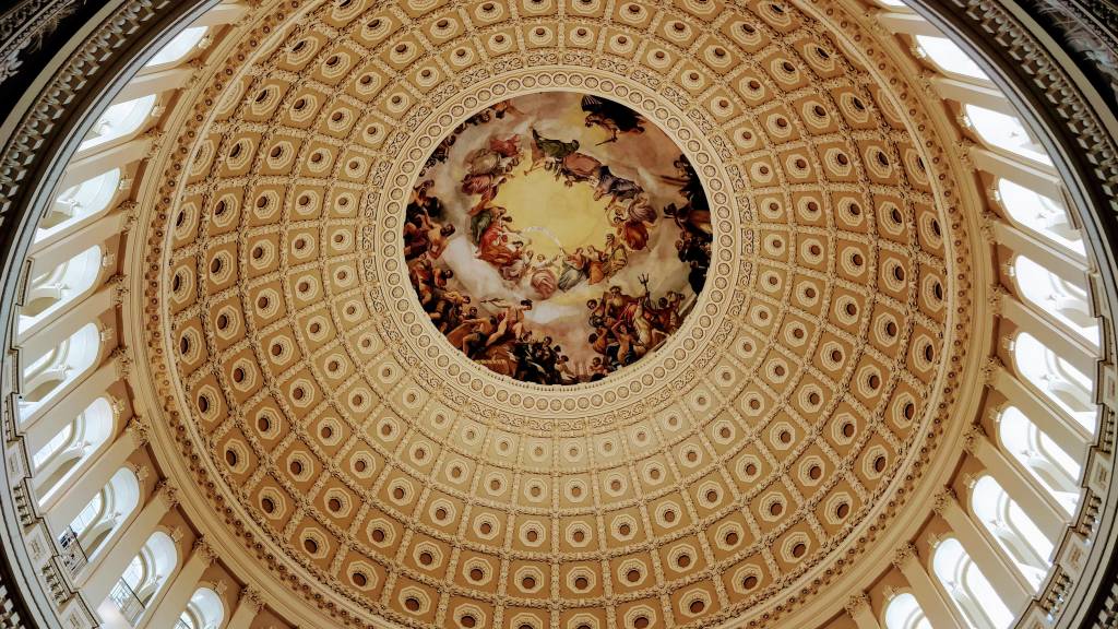Rotunda do Capitólio em Washington D.C. Afrescos da Rotunda do Capitólio em Washington D.C.