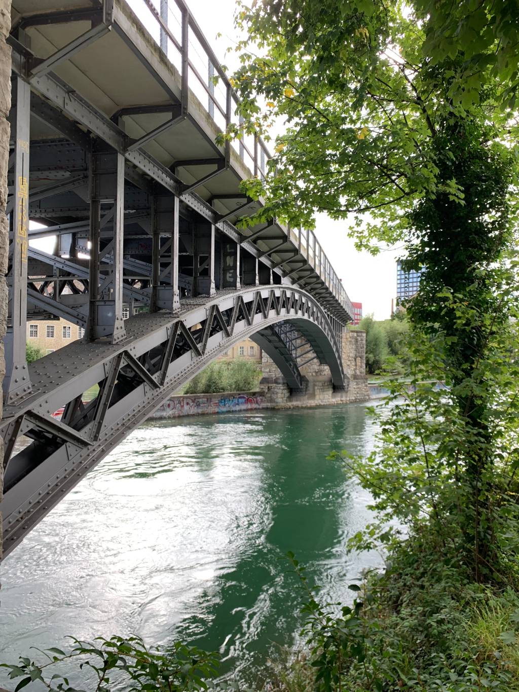 Um rio verdinho e limpo no meio da cidade: coisas da Suíça