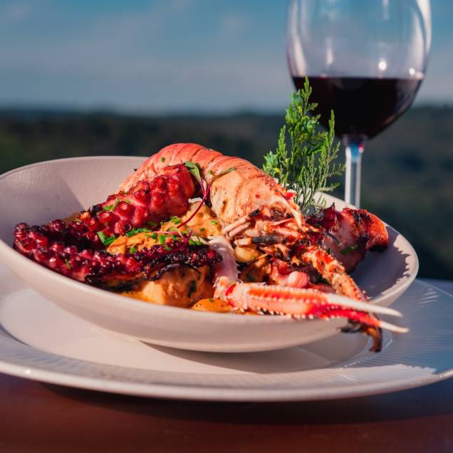 O cardápio assinado pelo Chef Policarpo inclui risotos, massas, pratos elaborados com frutos do mar e carnes nobres. O cardápio assinado pelo Chef Policarpo inclui risotos, massas, pratos elaborados com frutos do mar e carnes nobres.