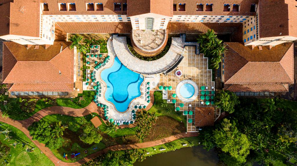 Vista aérea da piscina, Grande Hotel Termas de Araxá, Minas Gerais, Brasil