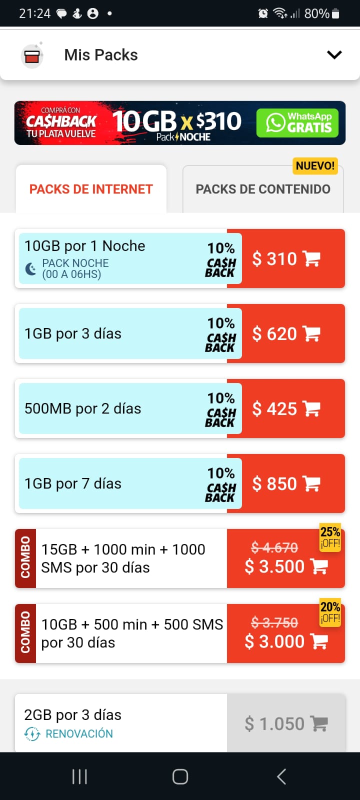 pacote de celular pré-pago da Claro em Buenos Aires