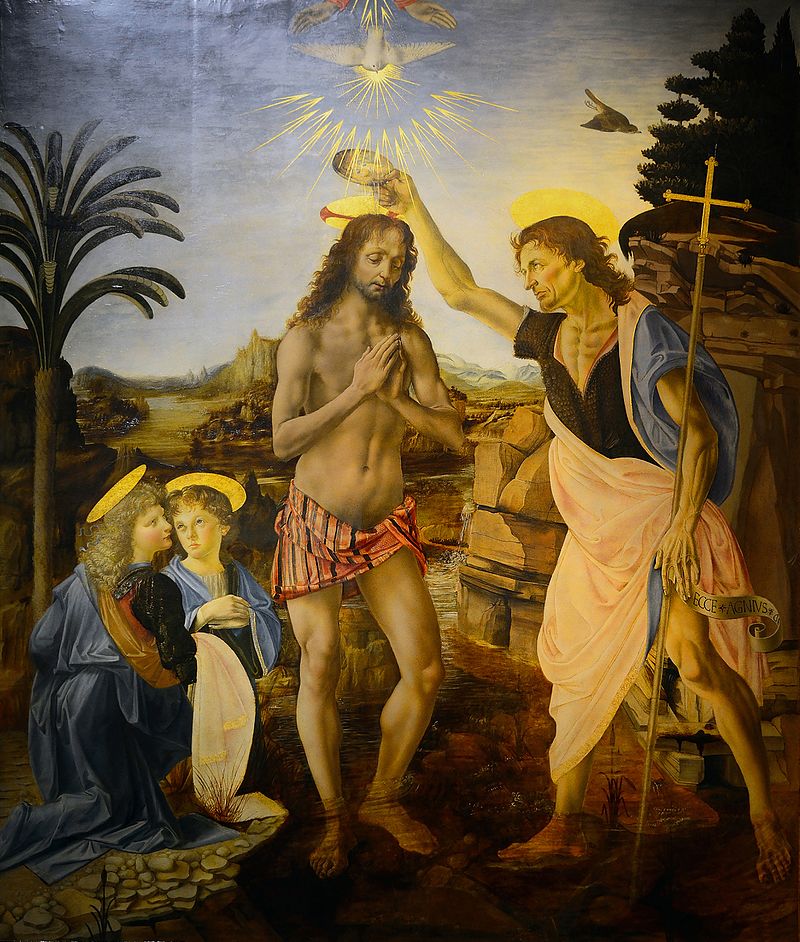 "O Batismo de Cristo" - Verrocchio e Leonardo da Vinci