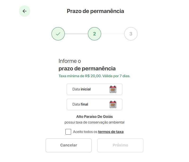 Pagamento taxa Alto Paraíso de Goiás