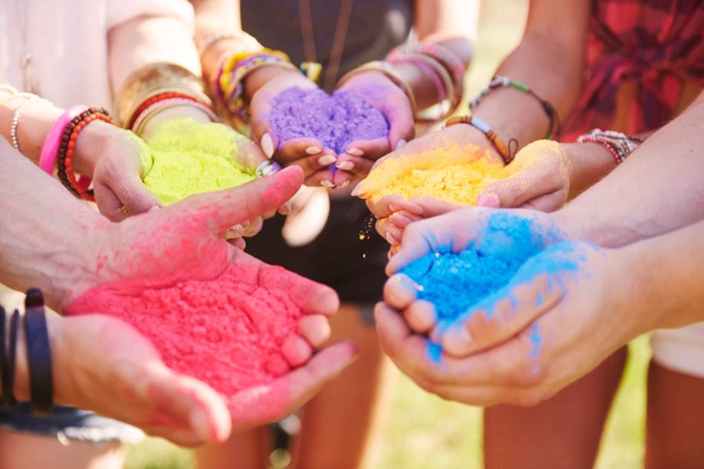 Ilustração Holi Festival Cores no Festival Holi