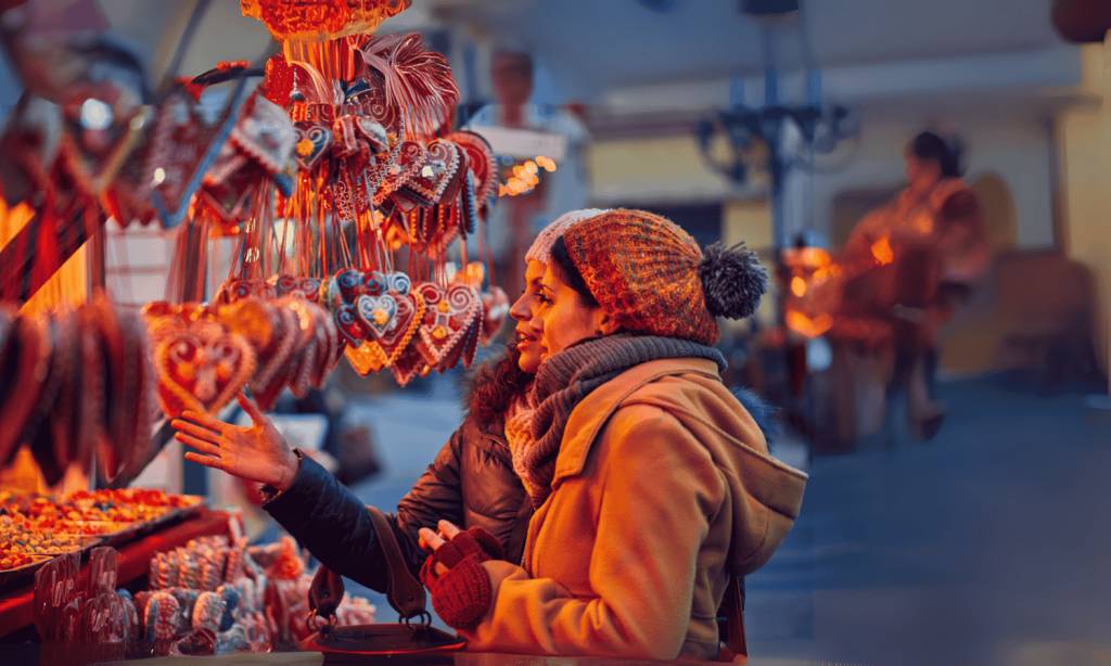 mercado de natal europa mercado de natal europa, pessoas fazendo compras